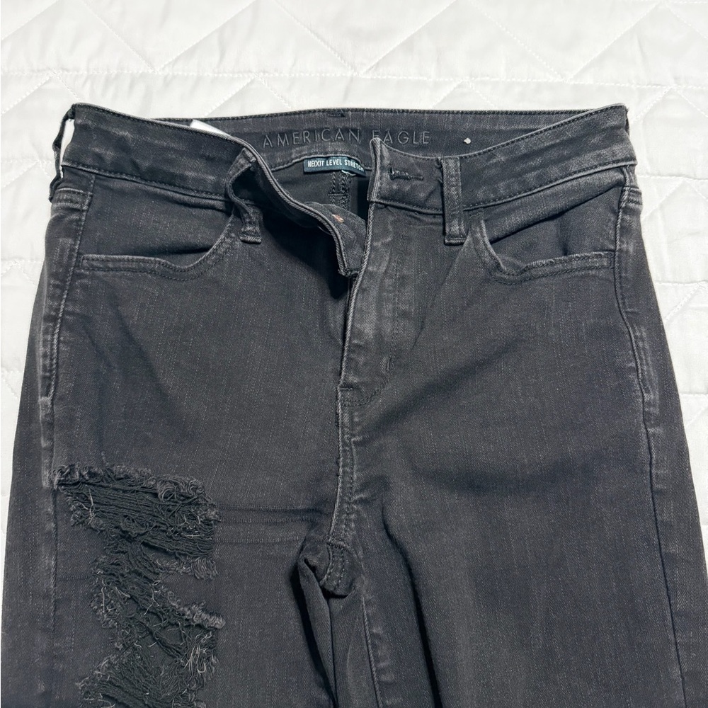 American Eagle Outfitters Black Slim Jeans with Subtle Fade